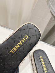SLIPPERS CROSS STRAPS IN BLACK LAMBSKIN