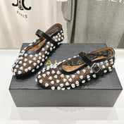 ALAIA PEARL MARY JANE SHOES IN BLACK MIX WHITE MESH AND CALFSKIN