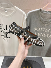 ALAIA PEARL MARY JANE SHOES IN BLACK MIX WHITE MESH AND CALFSKIN