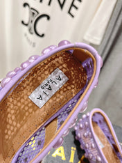 ALAIA PEARL MARY JANE SHOES IN LAVENDER PURPLE MESH AND CALFSKIN