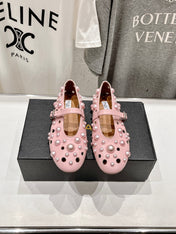 ALAIA PEARL MARY JANE SHOES IN LIGHT PINK LAMBSKIN