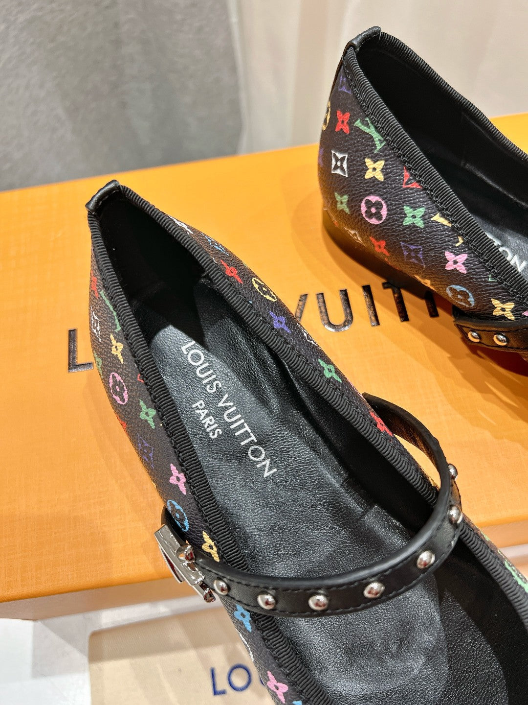 MARY JANE FLAT IN BLACK  MONOGRAM CALFSKIN