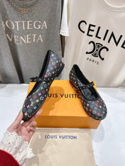 MARY JANE FLAT IN BLACK  MONOGRAM CALFSKIN