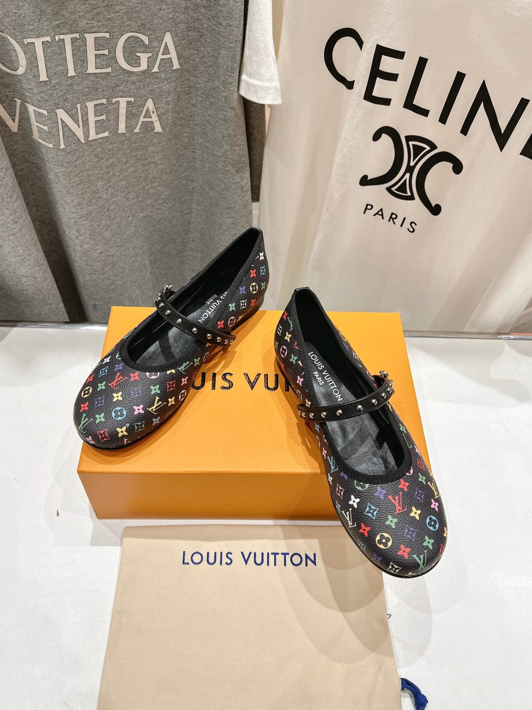 MARY JANE FLAT IN BLACK  MONOGRAM CALFSKIN