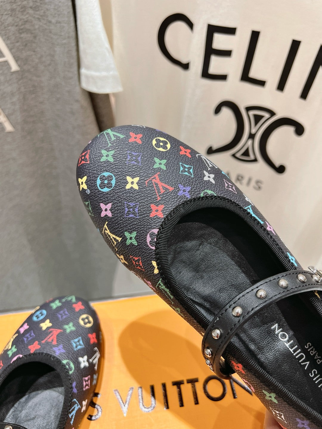 MARY JANE FLAT IN BLACK  MONOGRAM CALFSKIN