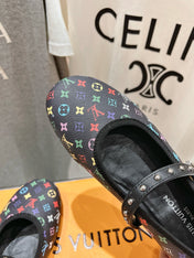 MARY JANE FLAT IN BLACK  MONOGRAM CALFSKIN