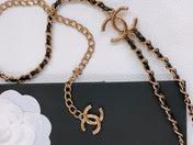 CHAIN BELT IN GOLD METAL INTERWOVEN WITH CALFSKIN STRAPS
