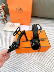 HIGH SANDAL 8.5 CM IN BLACK SUEDE