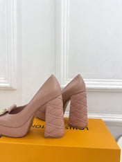 SHAKE MARY JANE HIGH HEEL 12 CM IN CREPE PINK CALFSKIN