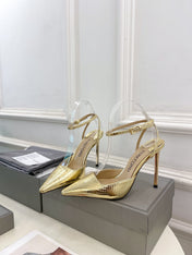 HIGH SLINGBACKS 10 CM IN GOLD SNAKE-PATTERN CALFSKIN