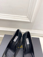ALAIA 26S HIGH HEELS 95 MM IN BLACK CROCODILE-EMBOSSED CALFSKIN