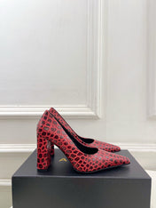 ALAIA 26S HIGH HEELS 95 MM IN DARK RED CROCODILE-EMBOSSED CALFSKIN