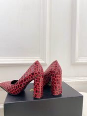 ALAIA 26S HIGH HEELS 95 MM IN DARK RED CROCODILE-EMBOSSED CALFSKIN