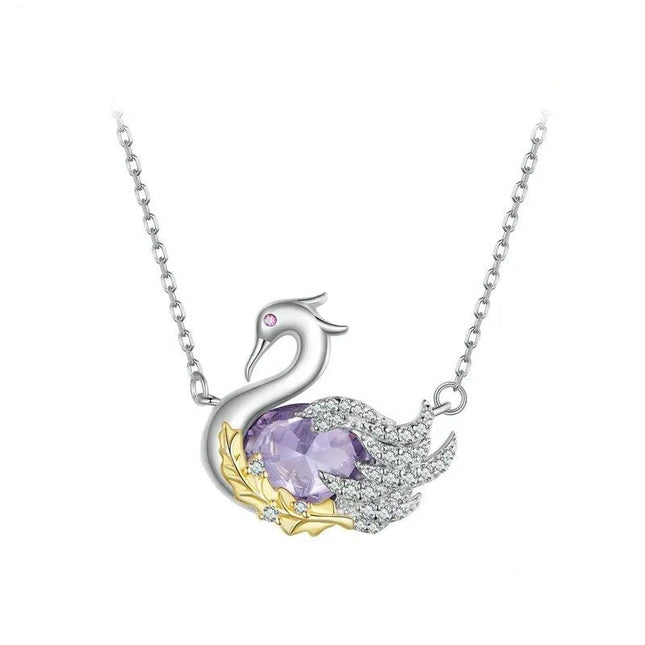 Cute Swan Pendant Necklace for Women