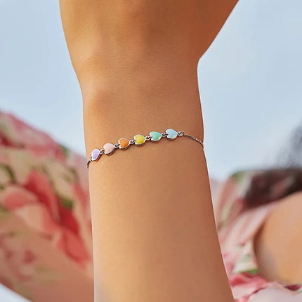 Rainbow Color Enamel Heart Bracelet