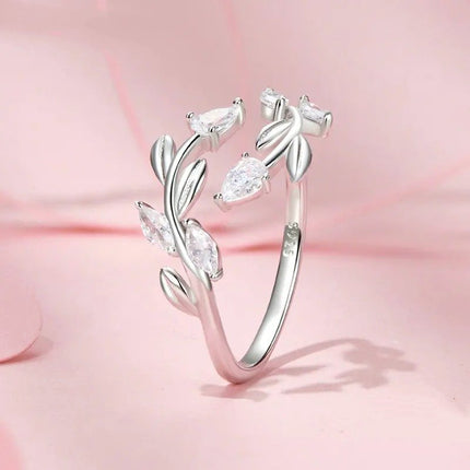 Simple Leaf Adjustable Ring Lucky Leaves Statement