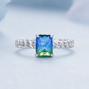 Chain Opening Ring Blue and Green Tourmaline Adjustable Ring