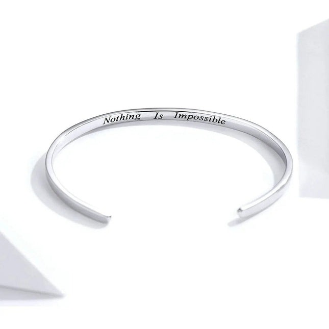 Engrave Courage Bangle "Nothing is impossible" Fashion