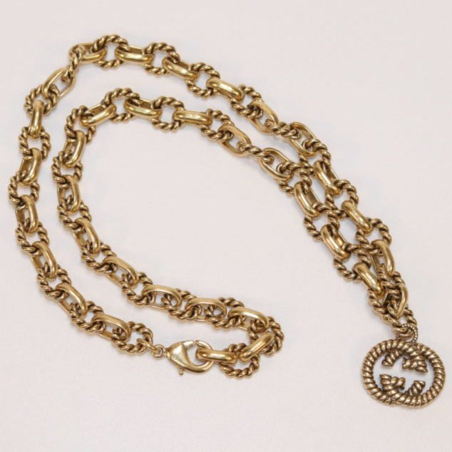 FANCY LINK CHAIN GOLD NECKLACE ALPHABET