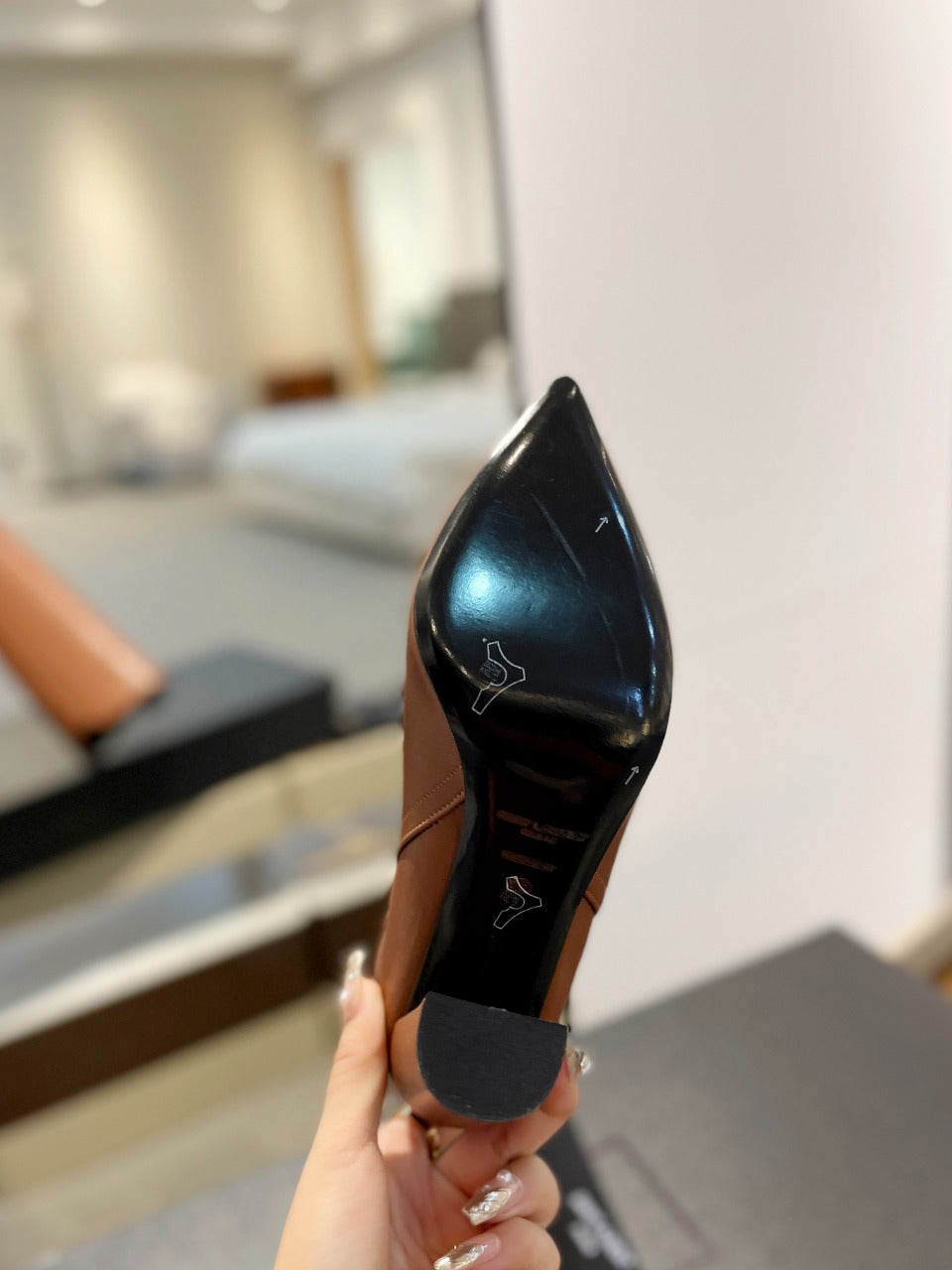 YSL 25S HIGH-HEEL KNEE-HIGH BOOTS 95 MM IN RUST BROWN LAMBSKIN