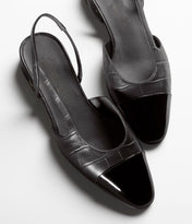 SLINGBACKS BLACK CALFSKIN PATENT