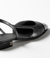 SLINGBACKS BLACK CALFSKIN PATENT