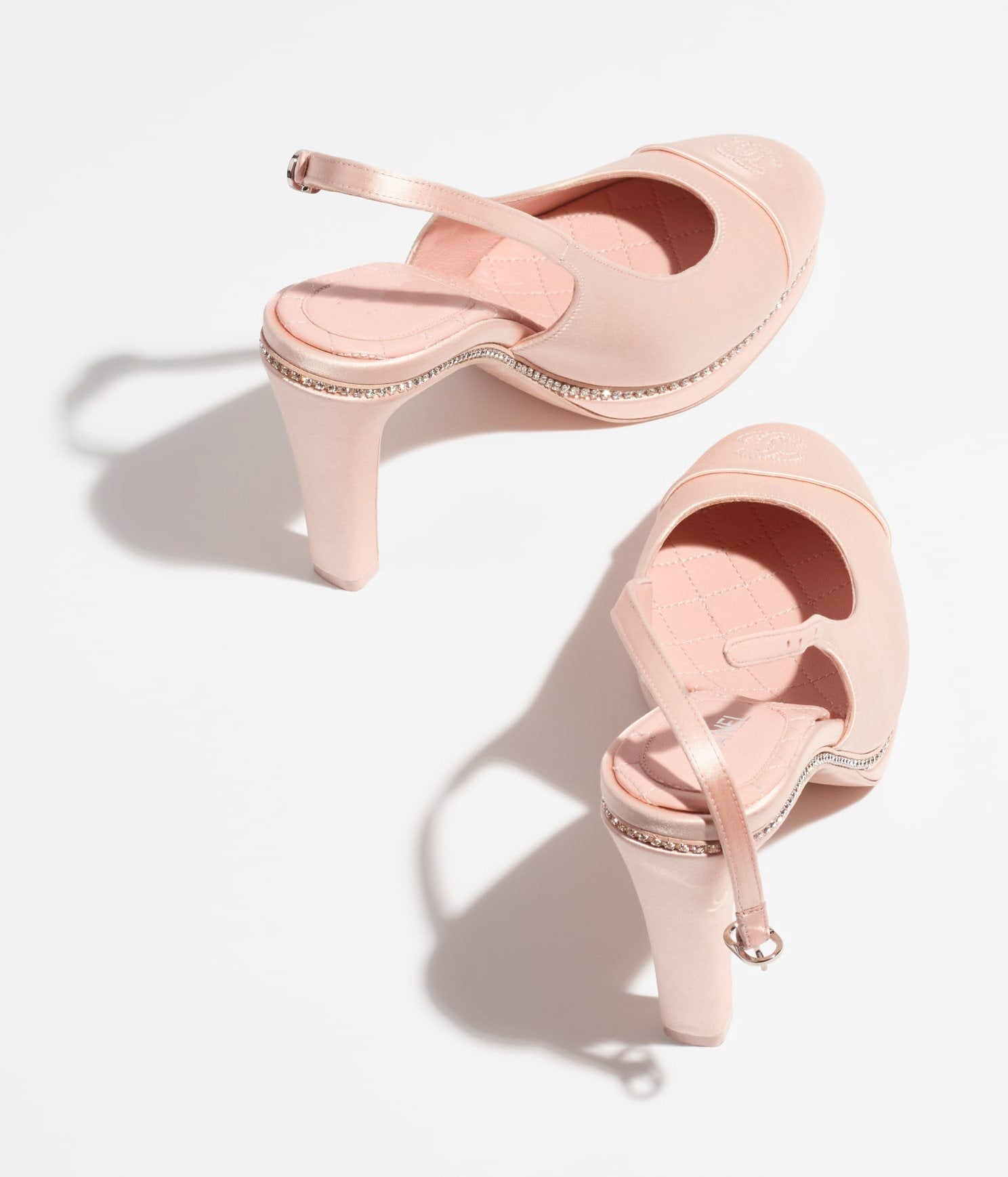 SLINGBACKS LIGHT PINK SATIN STRASS