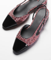 TWEED SLINGBACKS PINK WHITE SILVER BLACK