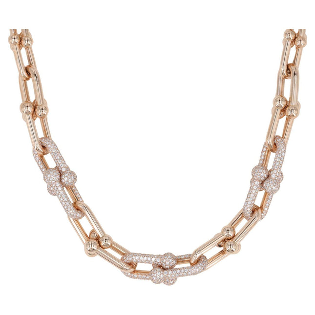 HARDWEAR GRADUATED LINK NECKLACE ROSE GOLD WITH PAVE DIAMONDS