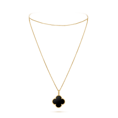 CLOVER GOLD ONYX BIG CLOVER NECKLACE
