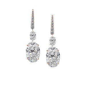 OVAL SHAPE SILVER DIAMOND EARRINGS