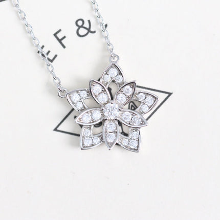 LOTUS FLOWER SILVER DIAMOND NECKLACE