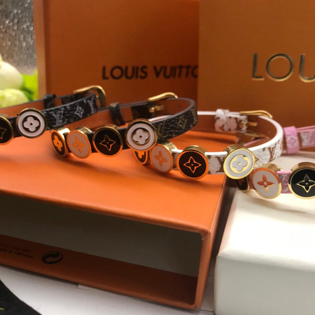 LV LEATHER ROPE 4 MOTIFS GOLD BRACELET