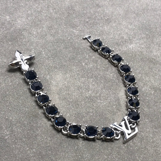 LV MONOGRAM BLACK STONE SILVER BRACELET