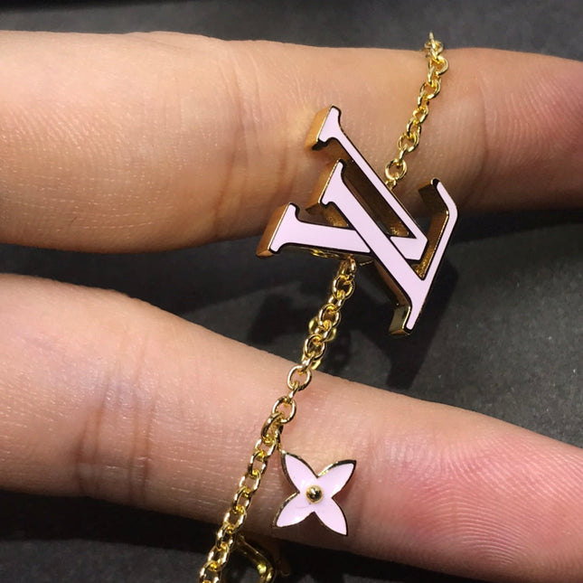 LV MONOGRAM PINK AND BLACK GOLD BRACELET