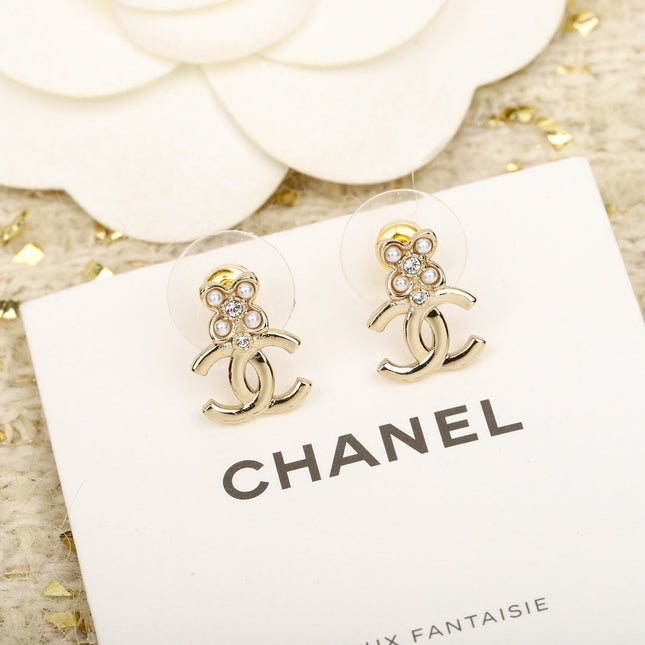 FRAGRANT FLOWER DOUBLE C GOLD EARRINGS