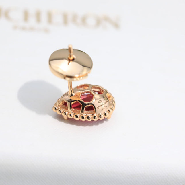 BOHEME CARNELIAN PINK GOLD STUD EARRINGS