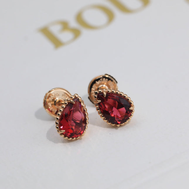 BOHEME CARNELIAN PINK GOLD STUD EARRINGS