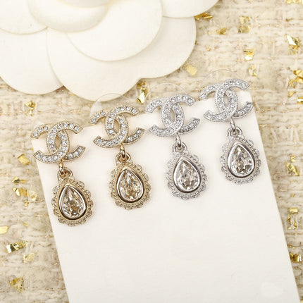 DOUBLE C DIAMONDS TEARDROP EARRINGS