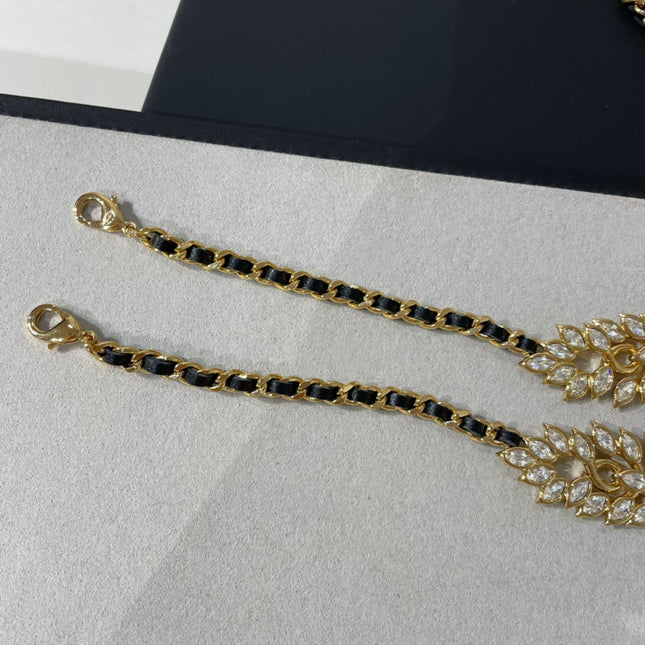 DOUBLE C LARGE FRAGRANT WHEAT EAR GOLD DIAMOND NECKLACE