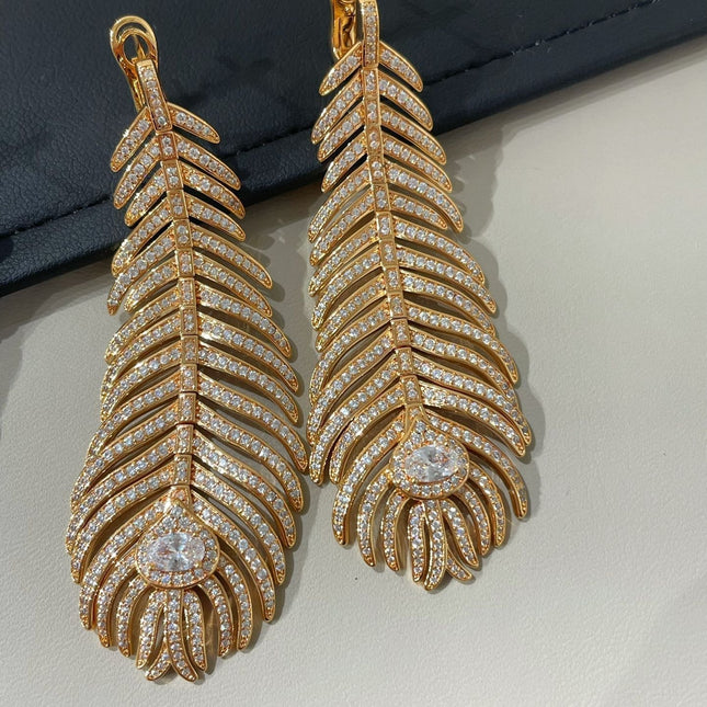 PLUME DE PAON PENDANT EARRINGS