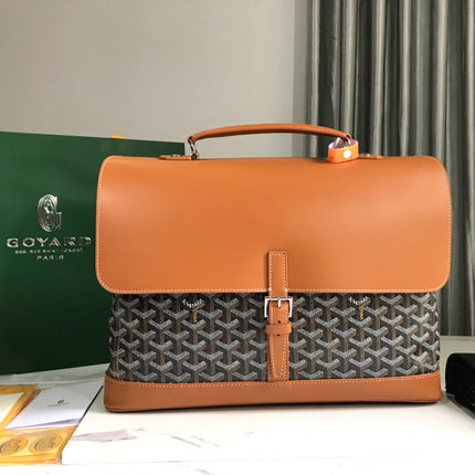 GOYARD CITADIN BAG 38CM BLACK AND TAN CANVAS