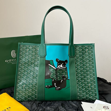 GOYA VILLETTE TOTE 45CM GREEN CANVAS