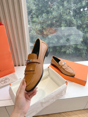 Destin Loafer Brown Goatskin with Fringe Detail