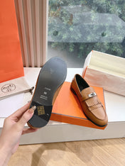 Destin Loafer Brown Goatskin with Fringe Detail