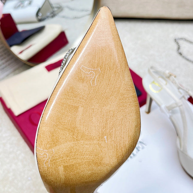 Vlogo Signature Diamond Slingback White Calfskin