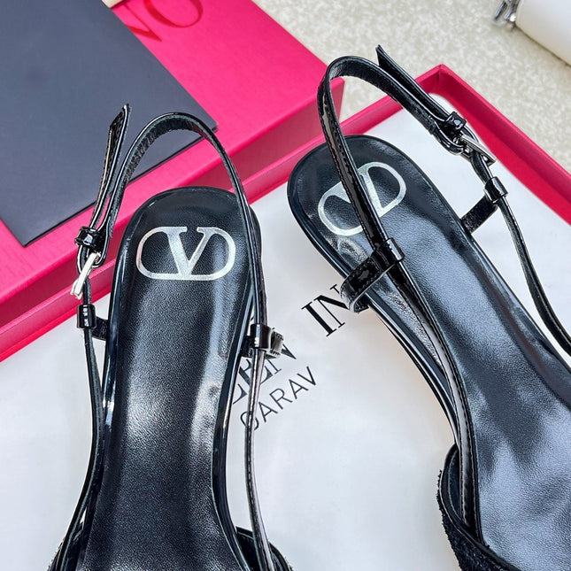 Vlogo Signature Slingback Rough Black Calfskin