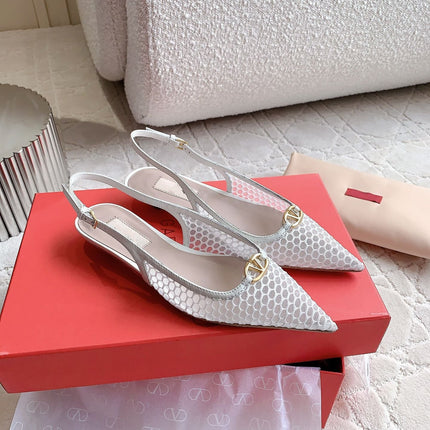 Vlogo Slingback Ballerina White Mesh