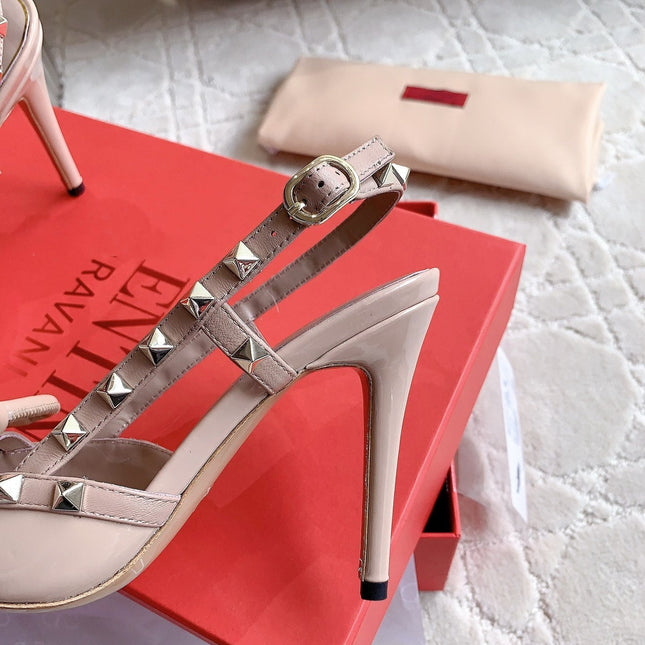 Rockstud High-heels Slingback 10cm Rose Cannelle