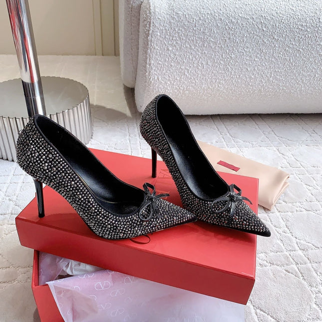 High-heels Pump Crystals 10cm Black With Crystals